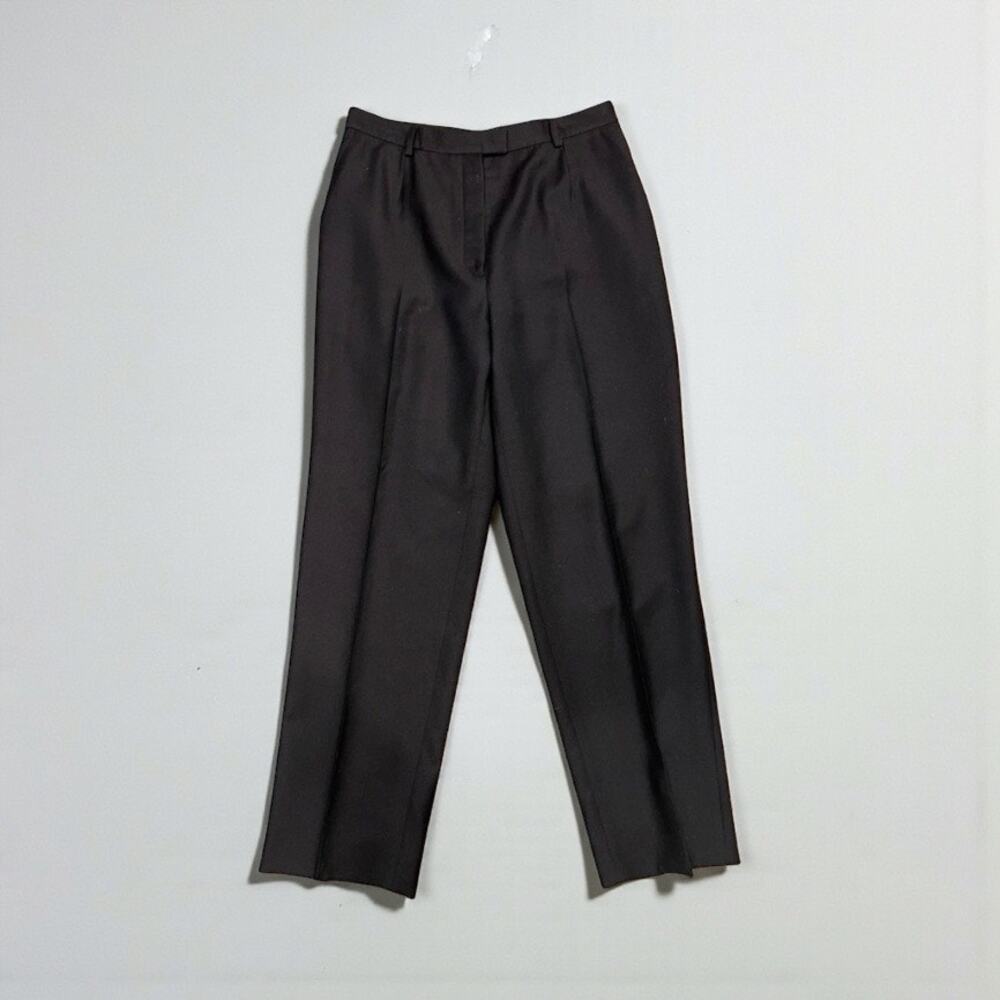 Women’s Bernard Zins Minimalist Cashmere Wool Brown Trouser Pants Career Work 14